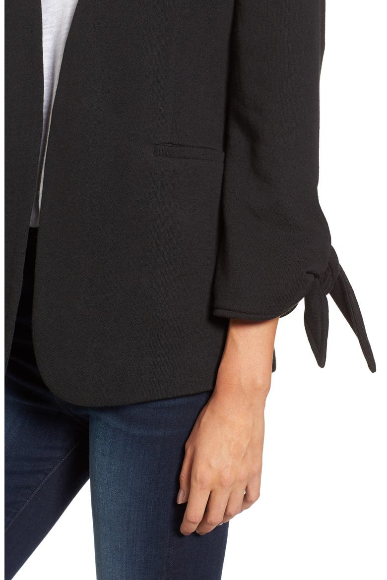 Tie Sleeve Knit Blazer, Alternate, color, BLACK