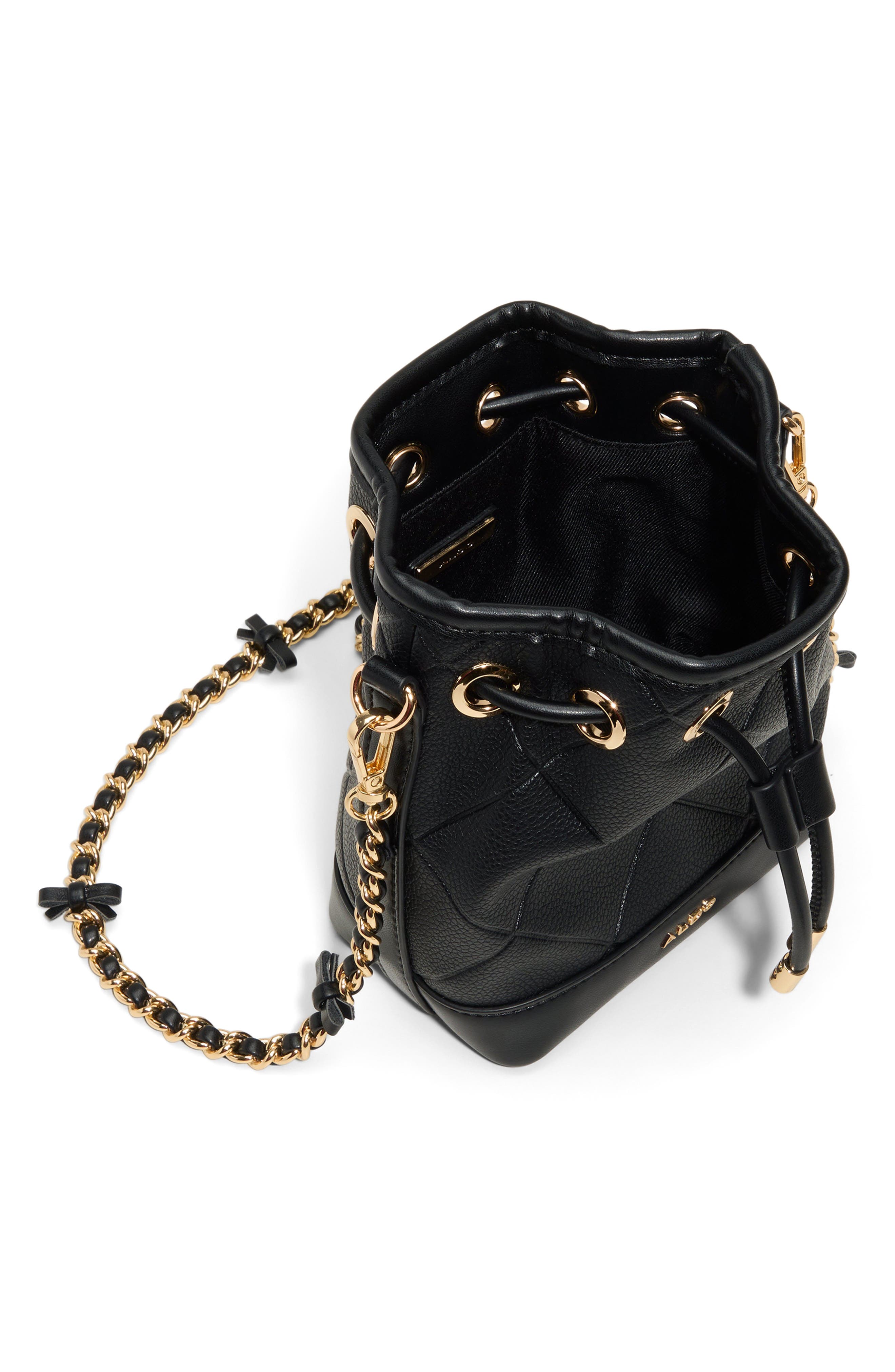 ALDO Elynnaa Faux Leather Bucket Bag, Alternate, color, Black
