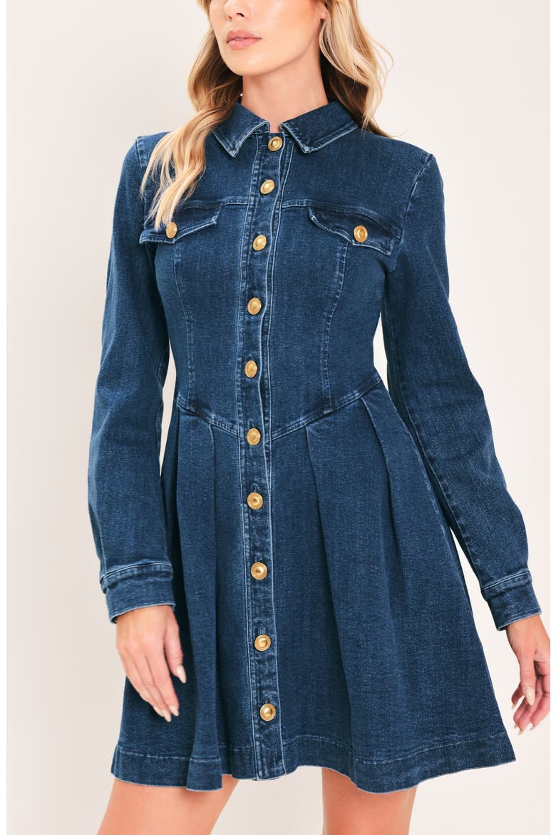 Button Down Minidress, Alternate, color, MEDIUM INDIGO