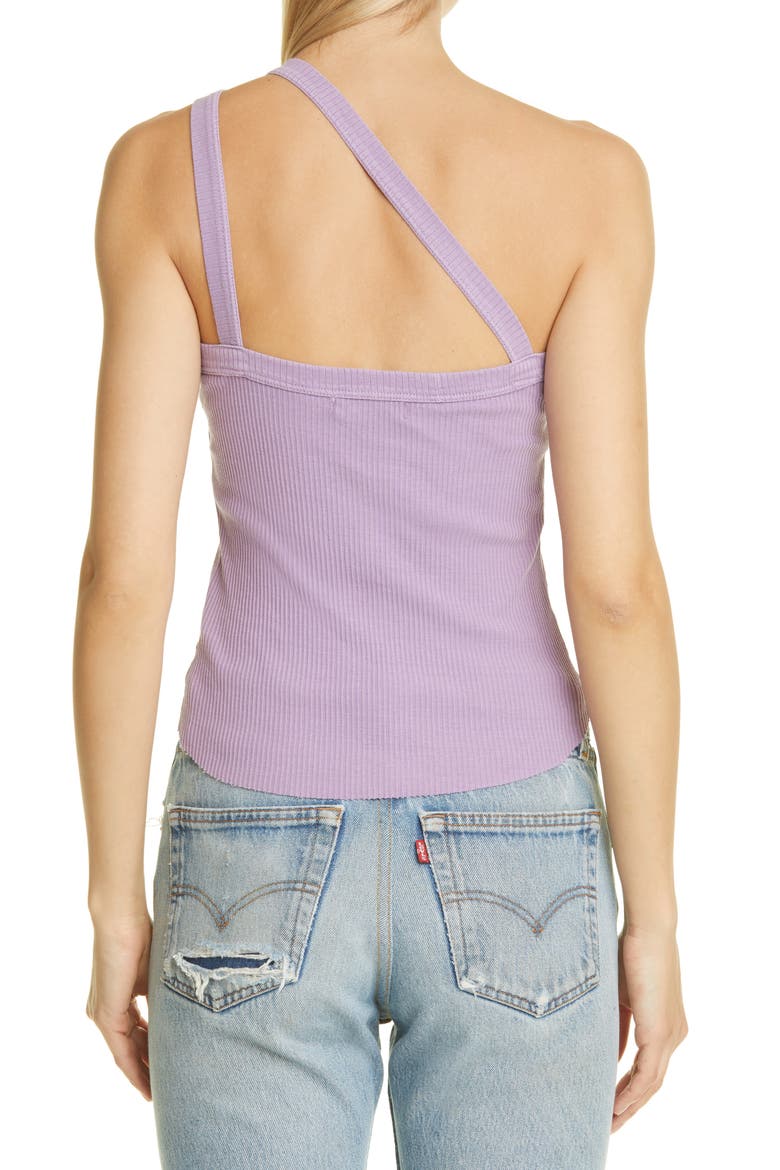 One-Shoulder Rib Cotton Tank, Alternate, color, PLANET