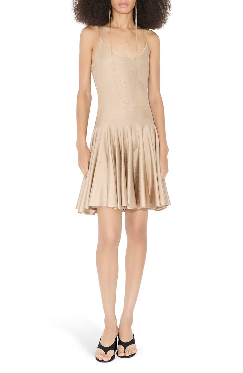 Alaïa Knit Slip Flared Dress, Main, color, Beige Clair