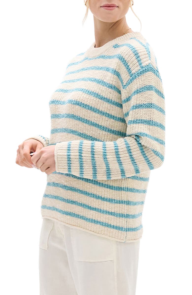 Hatley Stripe Crewneck Cotton Sweater, Alternate, color, Whisper White