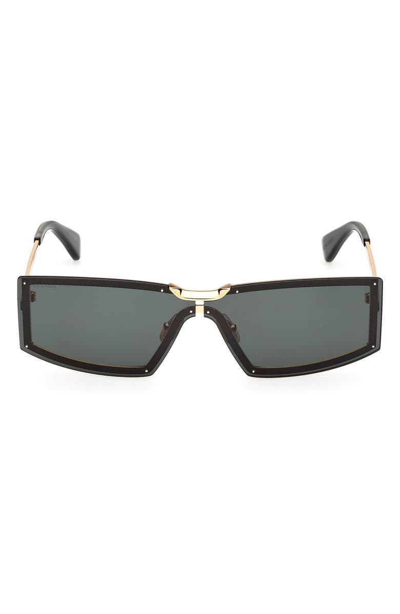 Max Mara 68mm Oversize Rectangular Sunglasses, Main, color, Gold/ Strpd Emerald / Emerald
