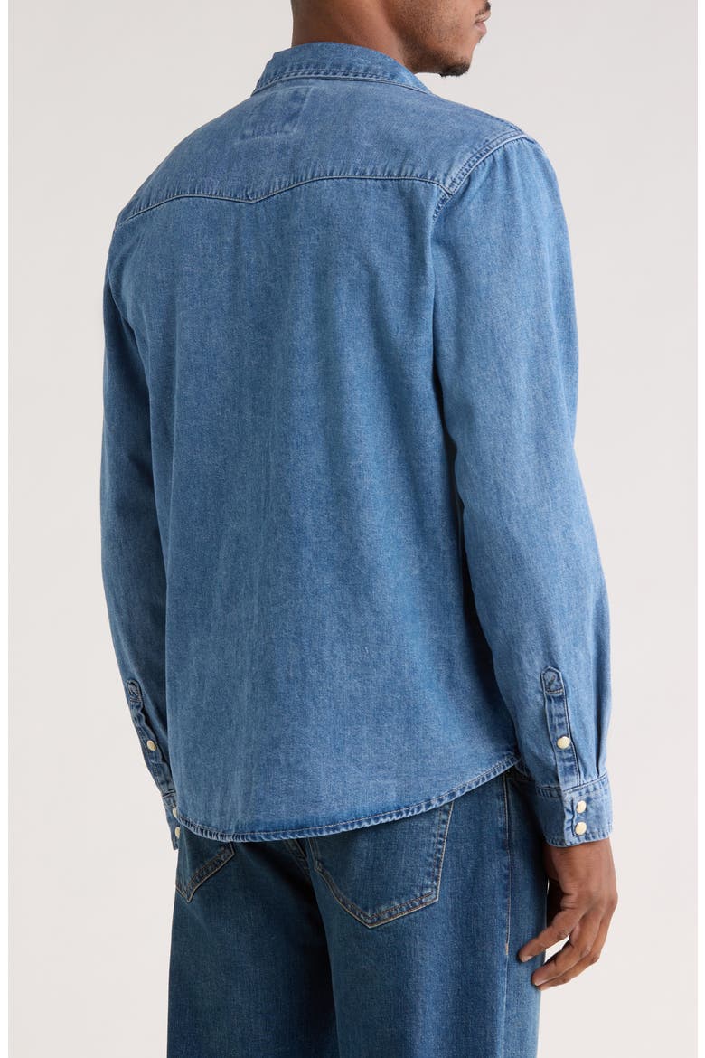 Long Sleeve Snap Front Denim Shirt, Alternate, color, BLUE