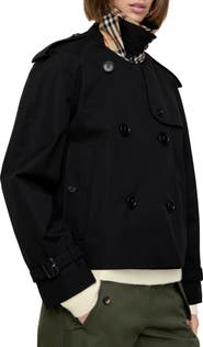 Burberry Cropped Gabardine Mayfair Trench Jacket