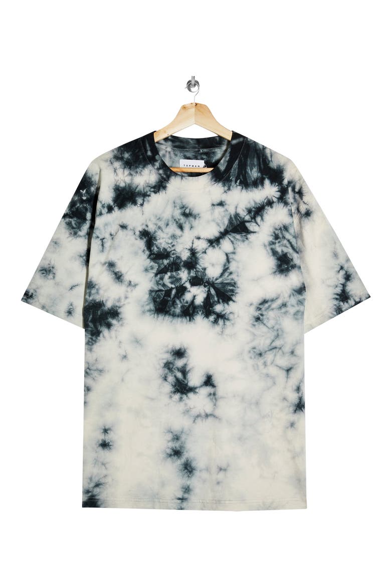 Black & Blue Tie Dye Men's T-Shirt, Alternate, color, BLACK MULTI