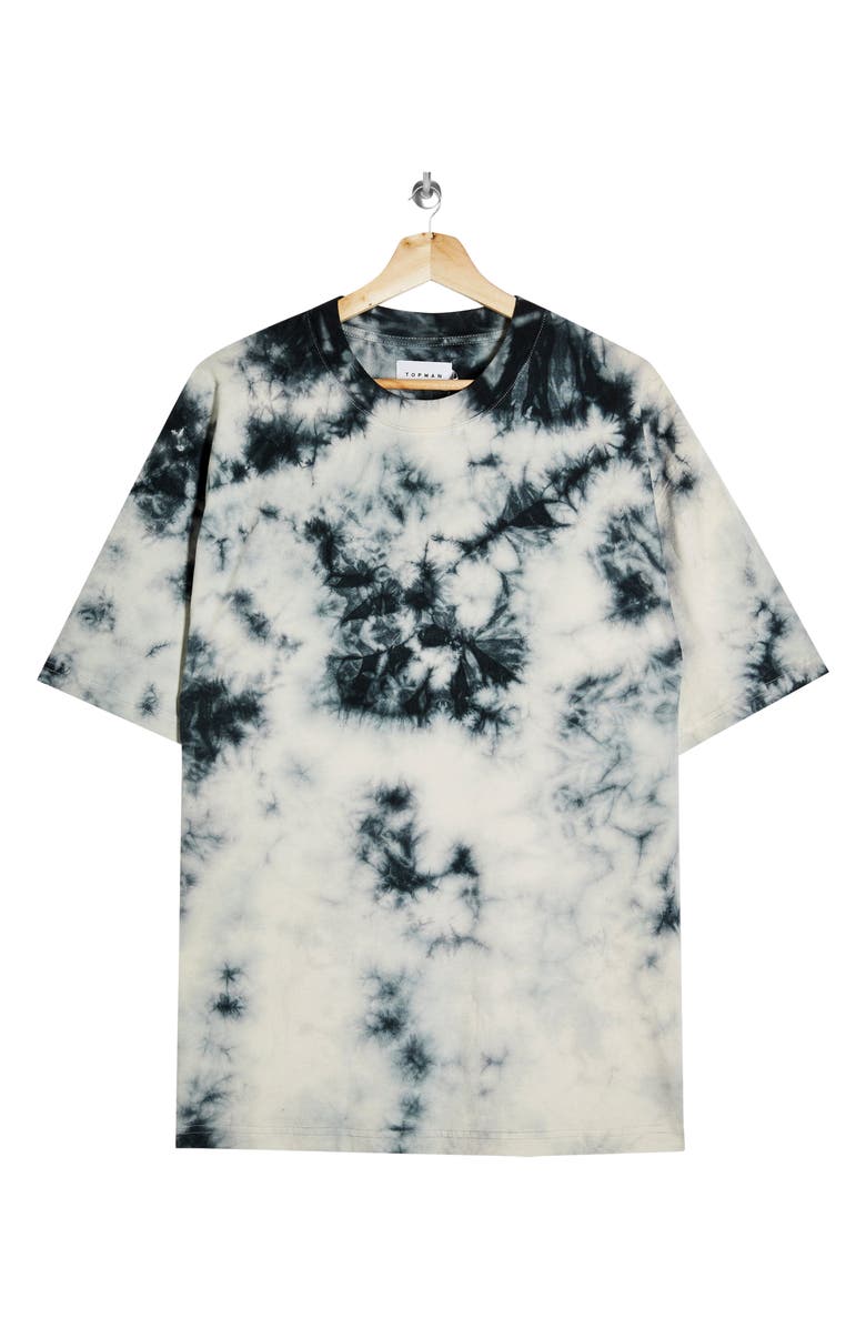 Topman Black & Blue Tie Dye Men's T-Shirt, Alternate, color,