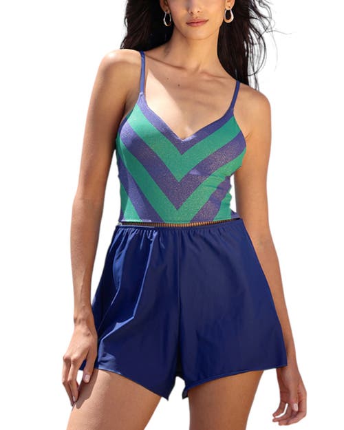 Biliblond Onepiece Overall Arava In Navy Green Lurex