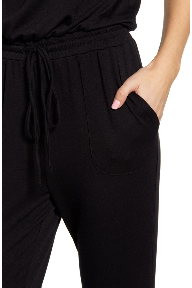 Gibson x International Women's Day Nasreen Off the Shoulder Knit Jumpsuit, Alternate, color, BLACK