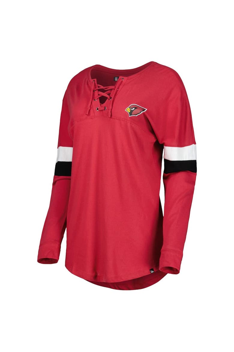 Women's New Era  Cardinal Arizona Cardinals Athletic Varsity Lightweight Lace-Up Long Sleeve T-Shirt, Alternate, color, Cardinal