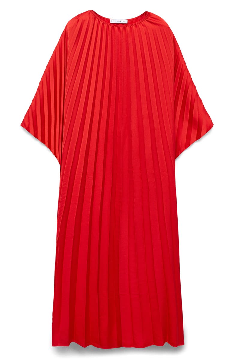 MANGO Pleated Flared Maxi Dress, Alternate, color, Red