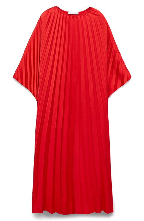 Mango Pleated Flared Maxi Dress In Red