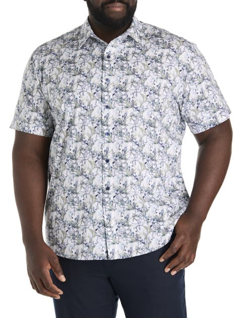 Big & Tall Watercolor Floral Sport Shirt