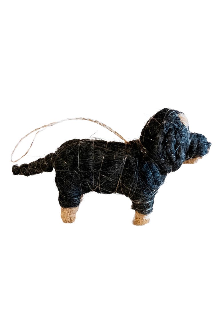 Dachshund Handwoven Ornament, Alternate, color, BLACK/ BROWN