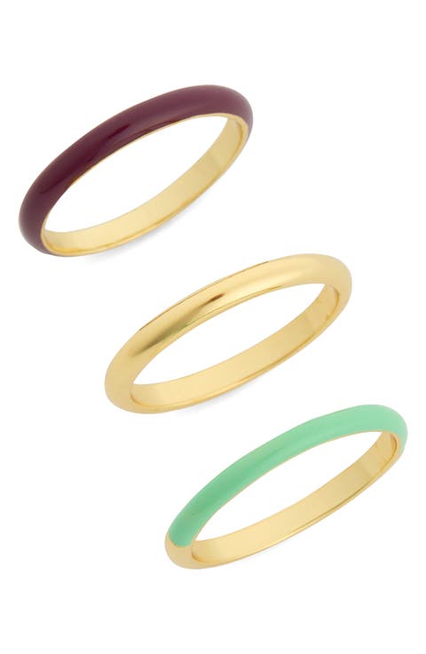 Colorblock 3-Piece Enamel Ring Set
