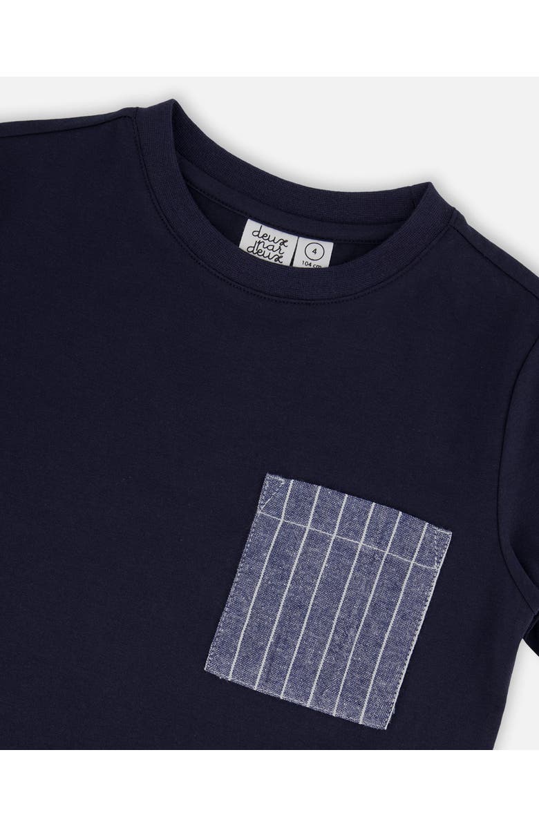 Deux par Deux Little Boy's Short Sleeve Tee With Pocket Navy Blue, Alternate, color, Navy Blue