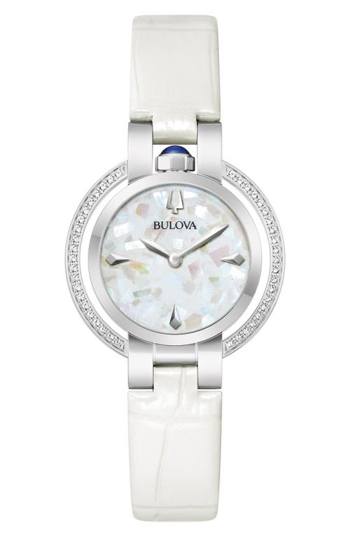 Bulova Rubaiyat Sapphire Leather Strap Watch, 30mm