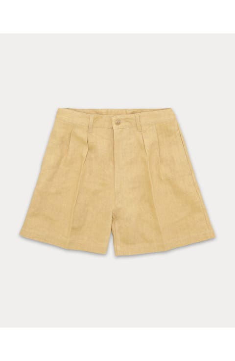 NY Pleated Linen Bermuda Shorts