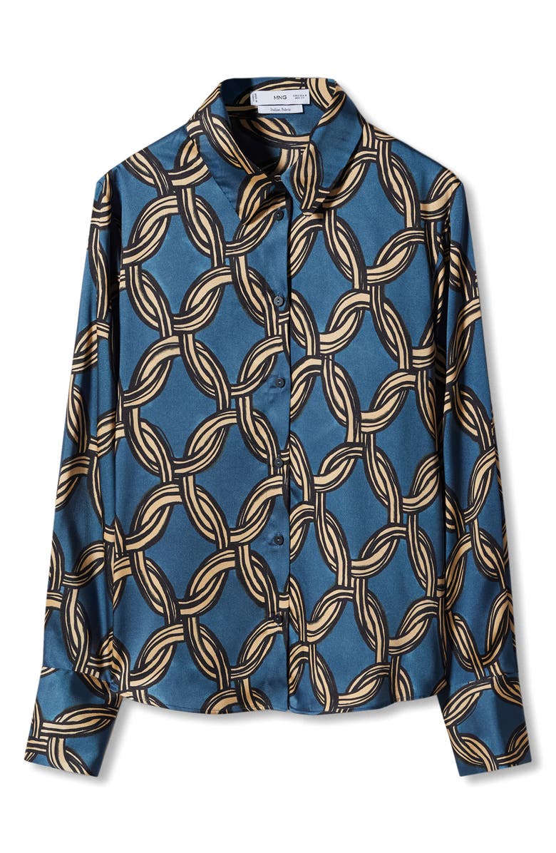 MANGO Print Satin Blouse, Alternate, color, 