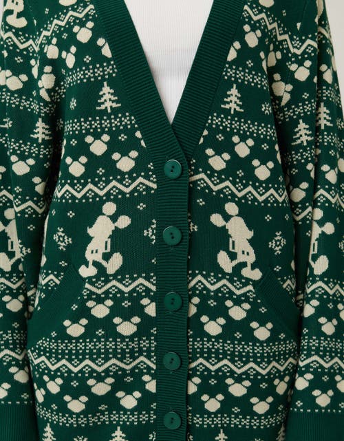 Unique Vintage Printed Knit Long Cardigan In Green