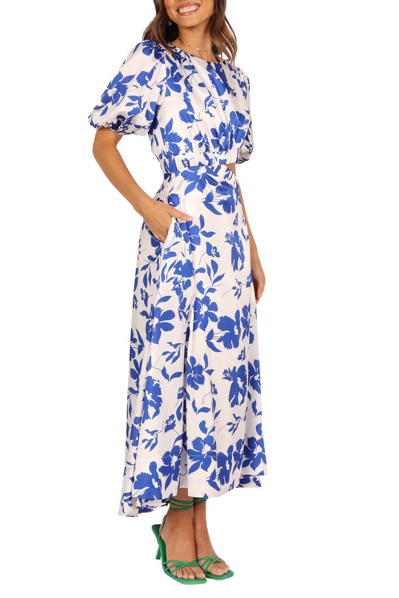Aminah Puff Sleeve Maxi Dress, Alternate, color, BLUE FLORAL