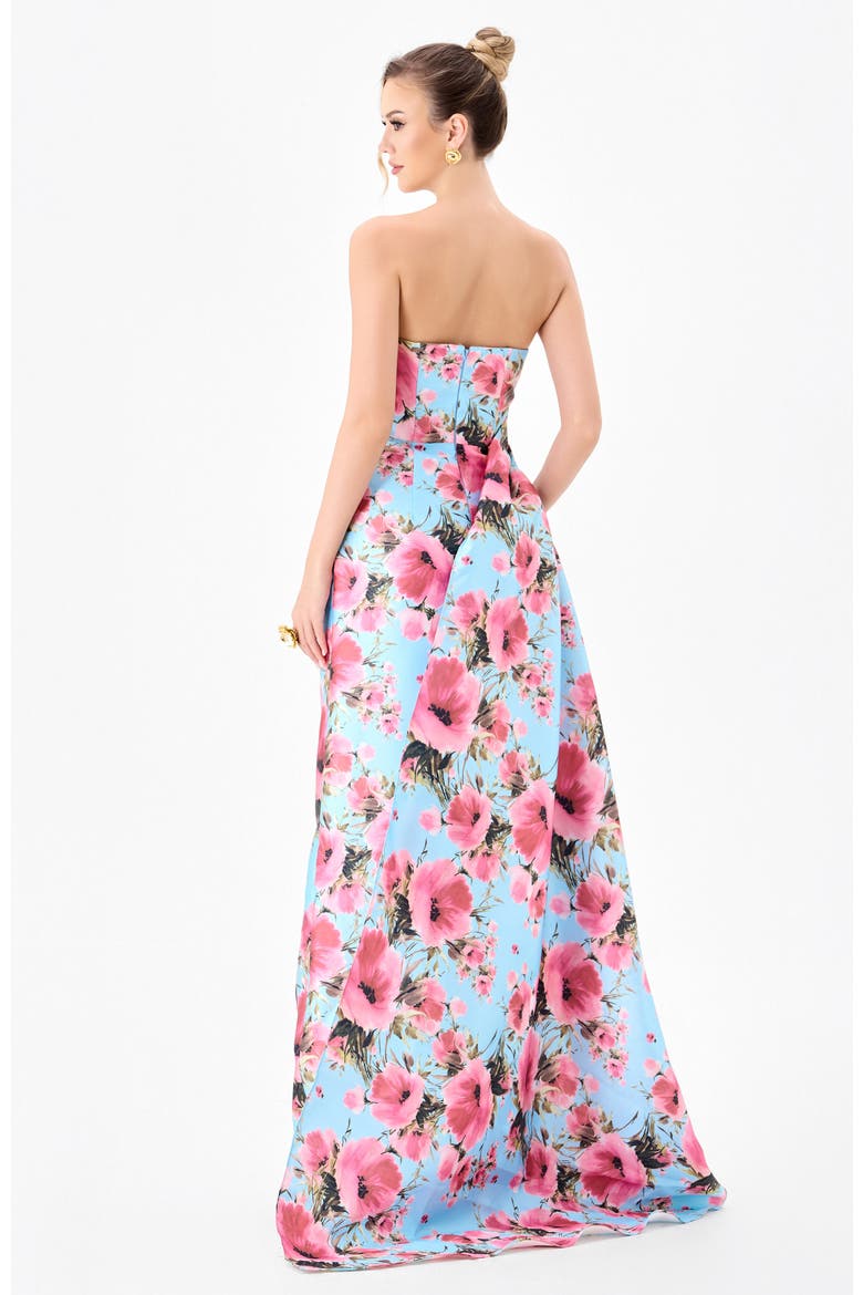 Zia Dramatic Sash Gown, Alternate, color, BLUE/PINK PRINT