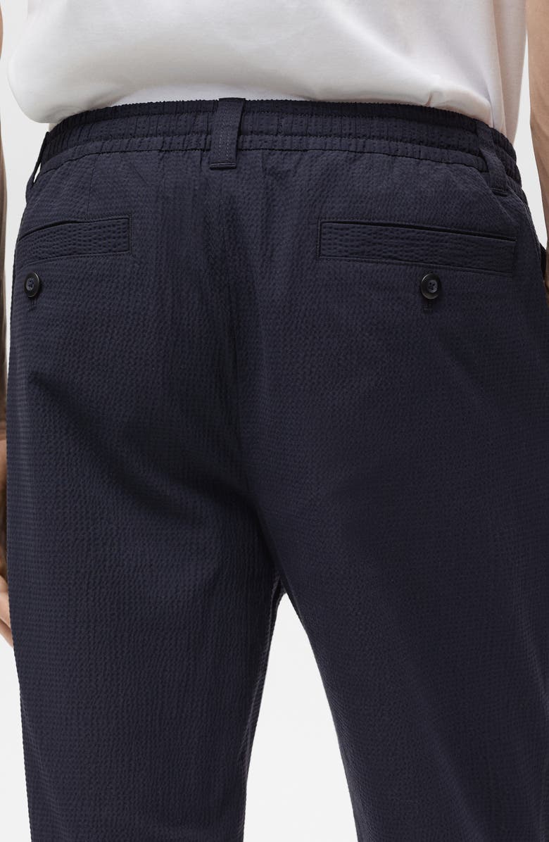 MANGO Slim Fit Pleated Seersucker Pants, Alternate, color, Night Blue