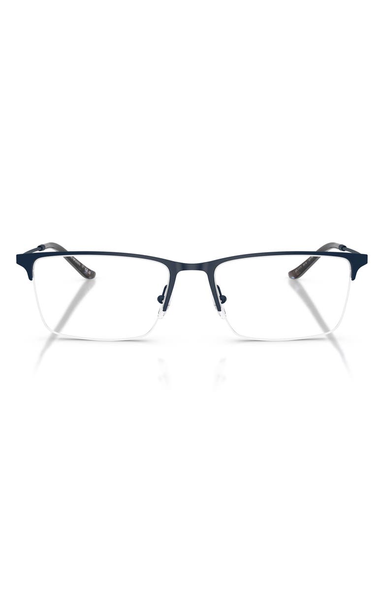 Emporio Armani 55mm Rectangle Optical Glasses, Main, color, Matte Blue / Demo Lens