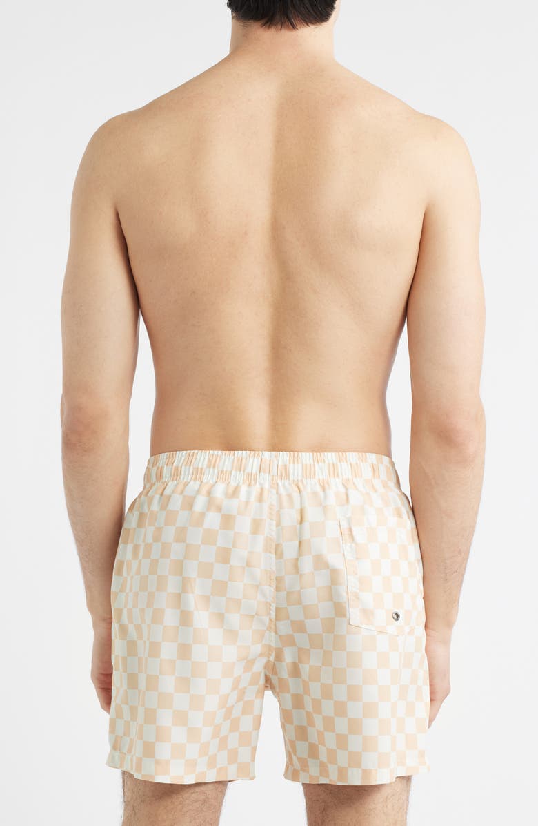 Boardies Checkerboard Print Swim Trunks, Alternate, color, Sand/ Cream
