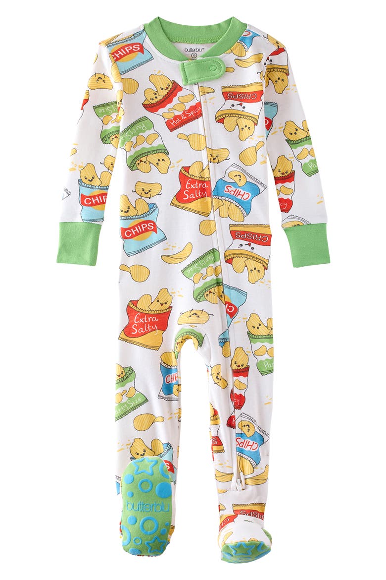 Cruz One-Piece Organic Cotton Footie Pajamas, Main, color, CHIP CHIP HOORAY