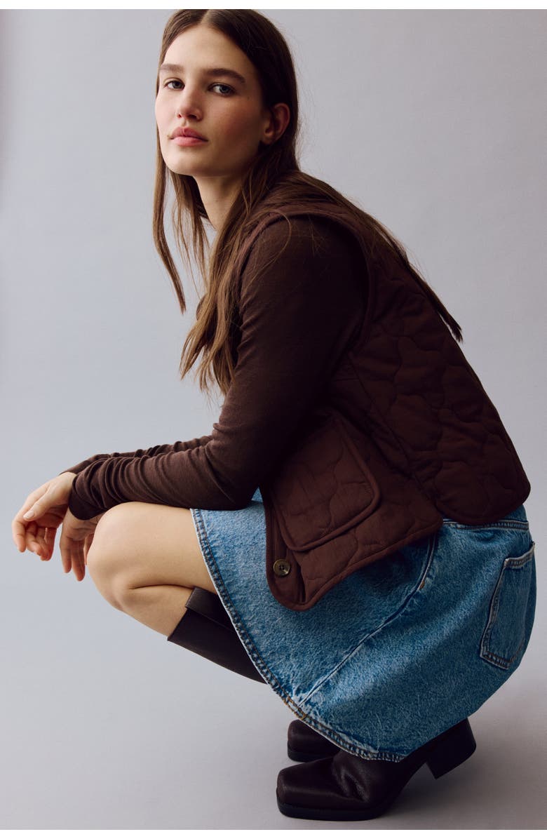 H&M Quilted Gilet, Alternate, color, Dark Brown