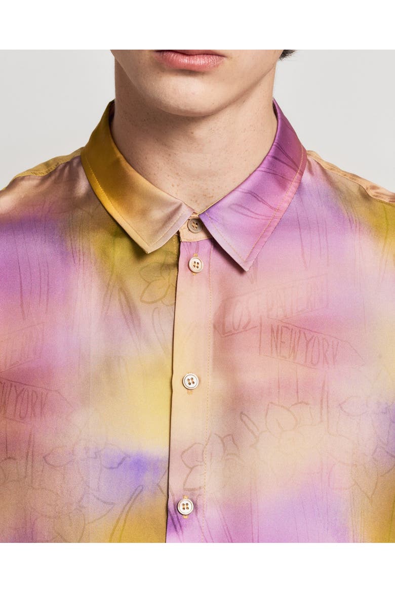 "Brooklyn" Oversized Silk Hawaii Shirt, Alternate, color, Pink