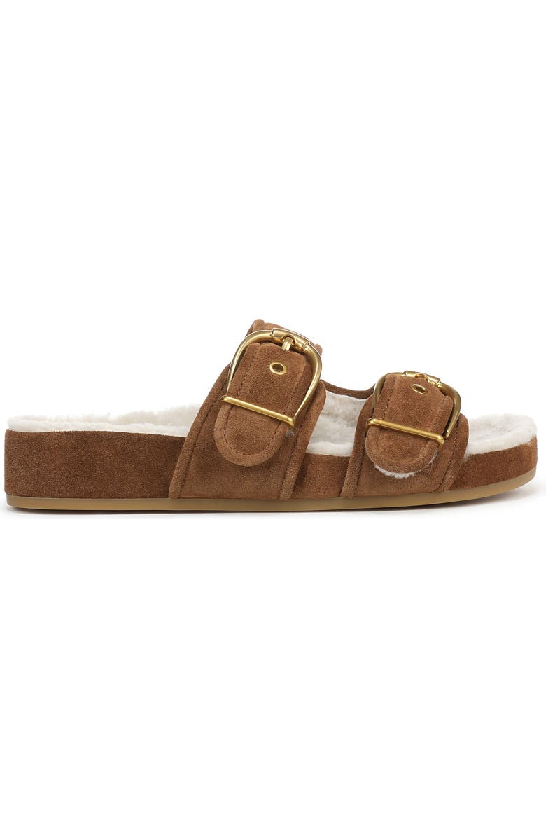 Veronica Beard Prue Genuine Shearling Lined Two Strap Sandal, Alternate, color, Hazelwood Sand