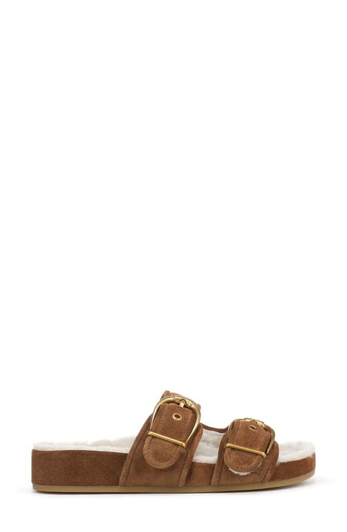 Veronica Beard Prue Genuine Shearling Lined Two Strap Sandal In Multi