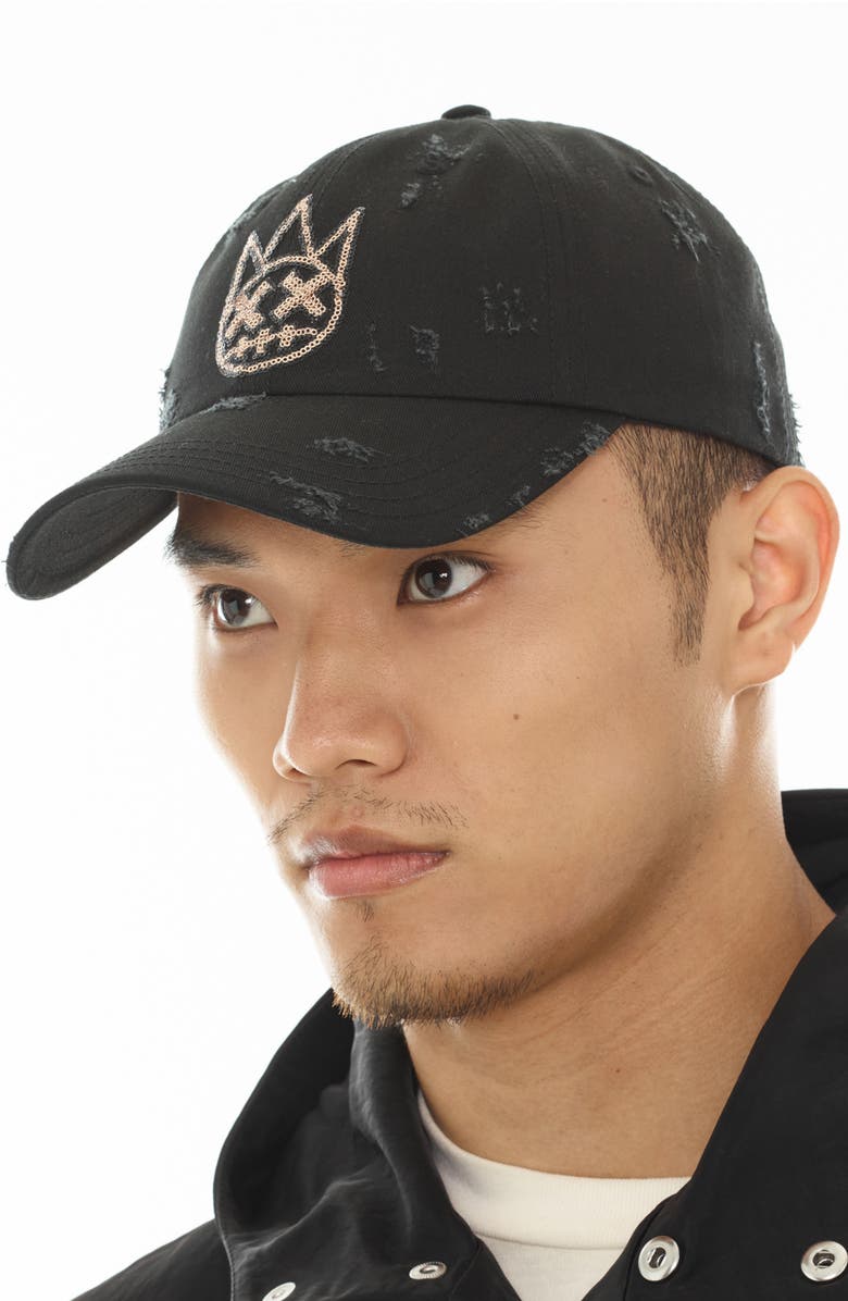 Cult of Individuality Sequin Shimuchan Logo Distressed Baseball Cap, Alternate, color, 