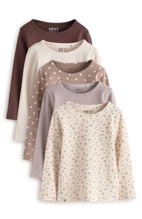 Kids' 5-Pack Rib Assorted Long Sleeve Tops