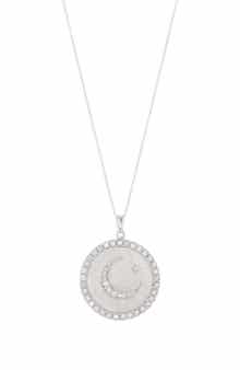 Anzie Sterling Silver Pavé White Sapphire Moon Pendant Necklace