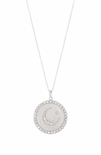 Anzie Sterling Silver Pavé White Sapphire Moon Pendant Necklace