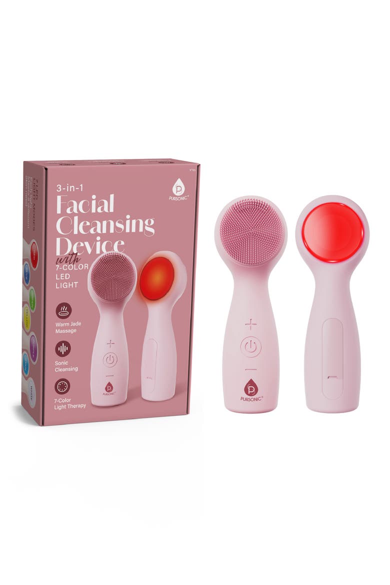 3-in-1 Sonic Facial Cleansing Device, Alternate, color, PINK