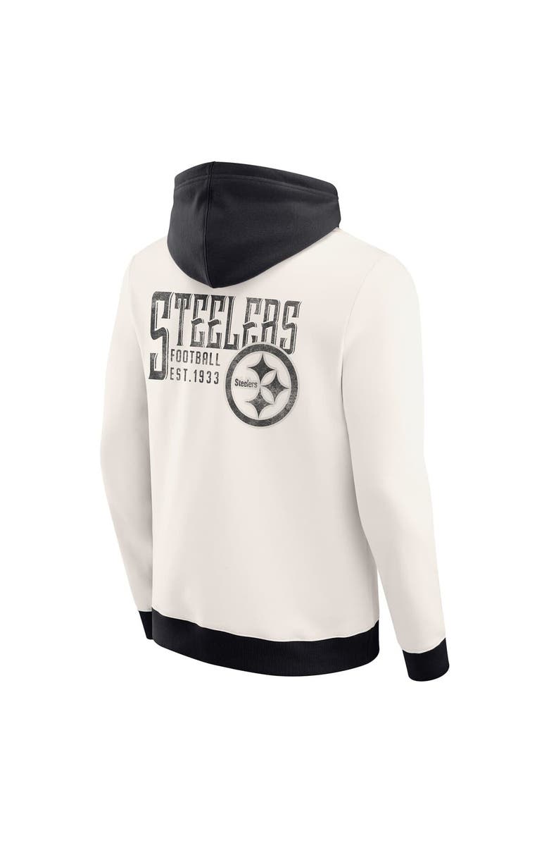 Darius Rucker Collection by Fanatics Men's Darius Rucker Collection by Fanatics Cream Pittsburgh Steelers Distressed Graphics Full-Zip Hoodie, Alternate, color, Cream