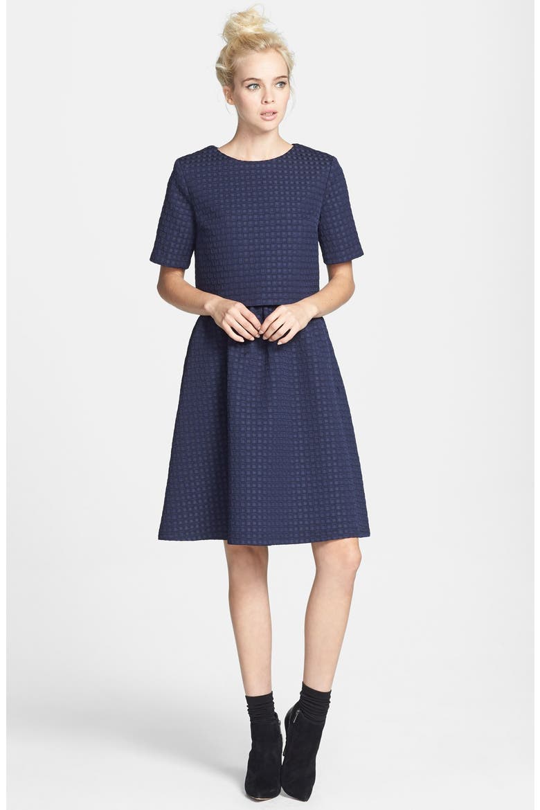 Textured Full Midi Skirt (Nordstrom Exclusive), Alternate, color, NAVY