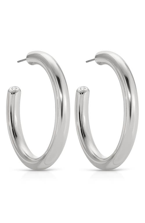 Ettika Large Thick Classic Hoop Earrings In Rhodium