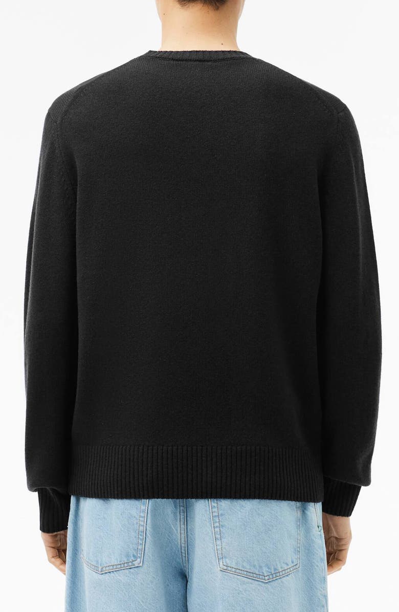 Lacoste Classic Fit Merino Wool Crewneck Sweater, Alternate, color, Black