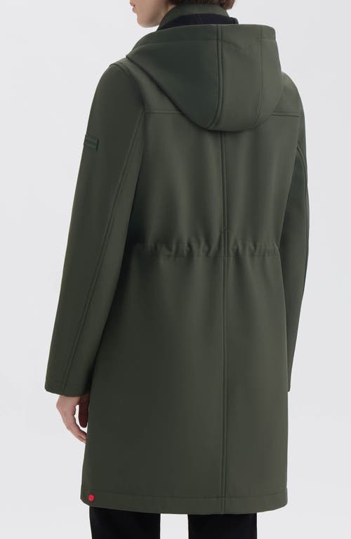 Hunter Kate Water Repellent Hooded Softshell Coat In Green