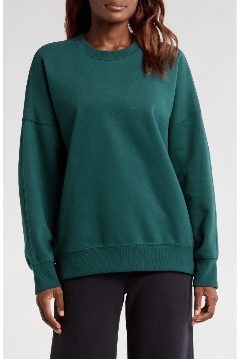 Solstice Oversize Cotton Blend Sweatshirt, Main, color, DARK SPRUCE GREEN