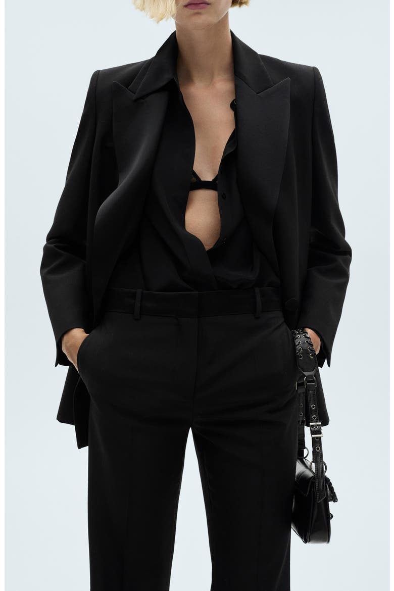 Suit Pants with Satin Waistband, Alternate, color, BLACK