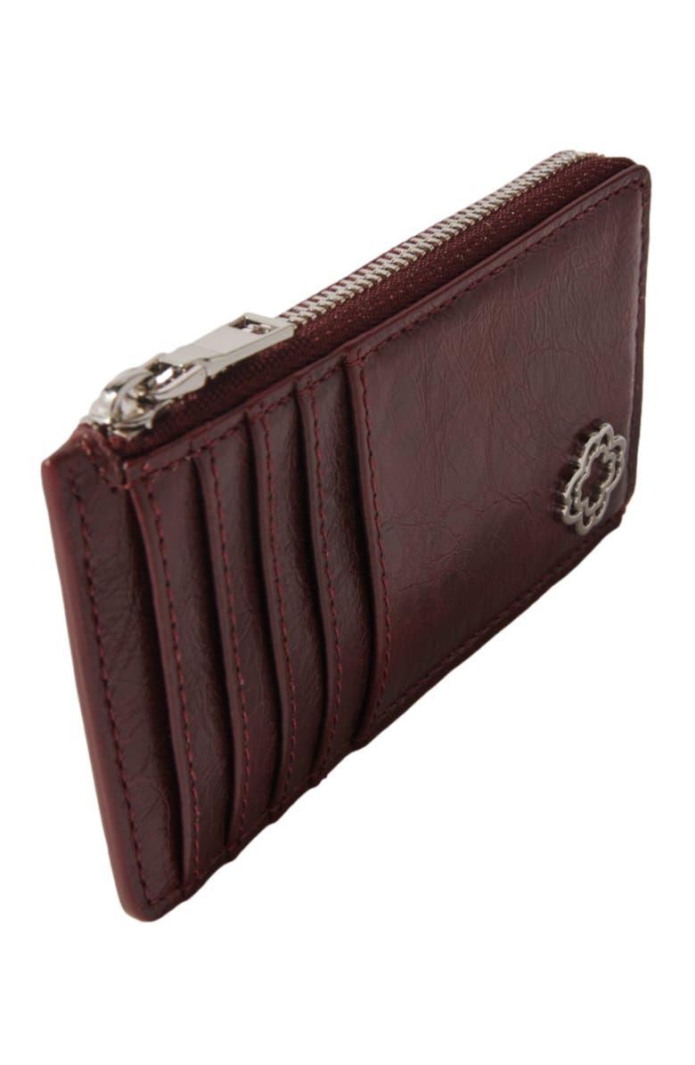 maje Crackled leather cardholder, Alternate, color, Burgundy