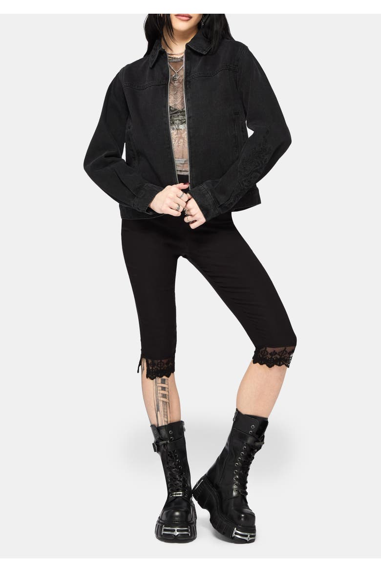 Selin Boxy Denim Jacket, Alternate, color, Black