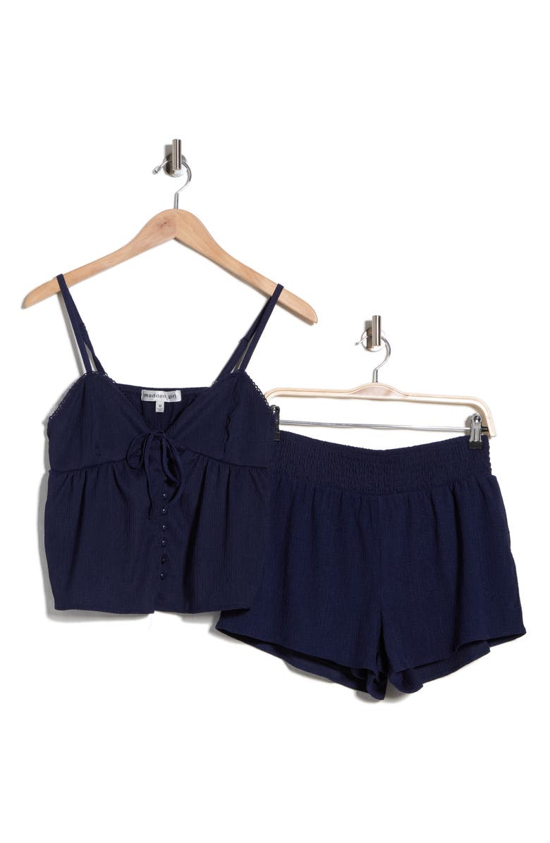 Madden Girl Button Front Strap Tank & Shorts Set, Alternate, color, Naval Academy