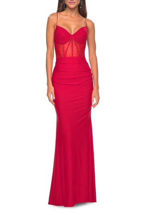 Jersey Dress with Illusion Waist and Bustier Top